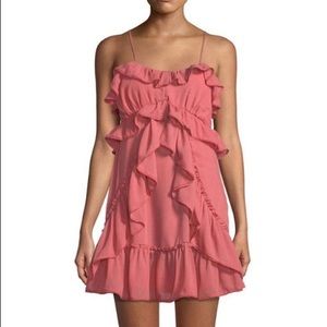 Women's Pink Ruffle-trimmed Strappy Mini Dress